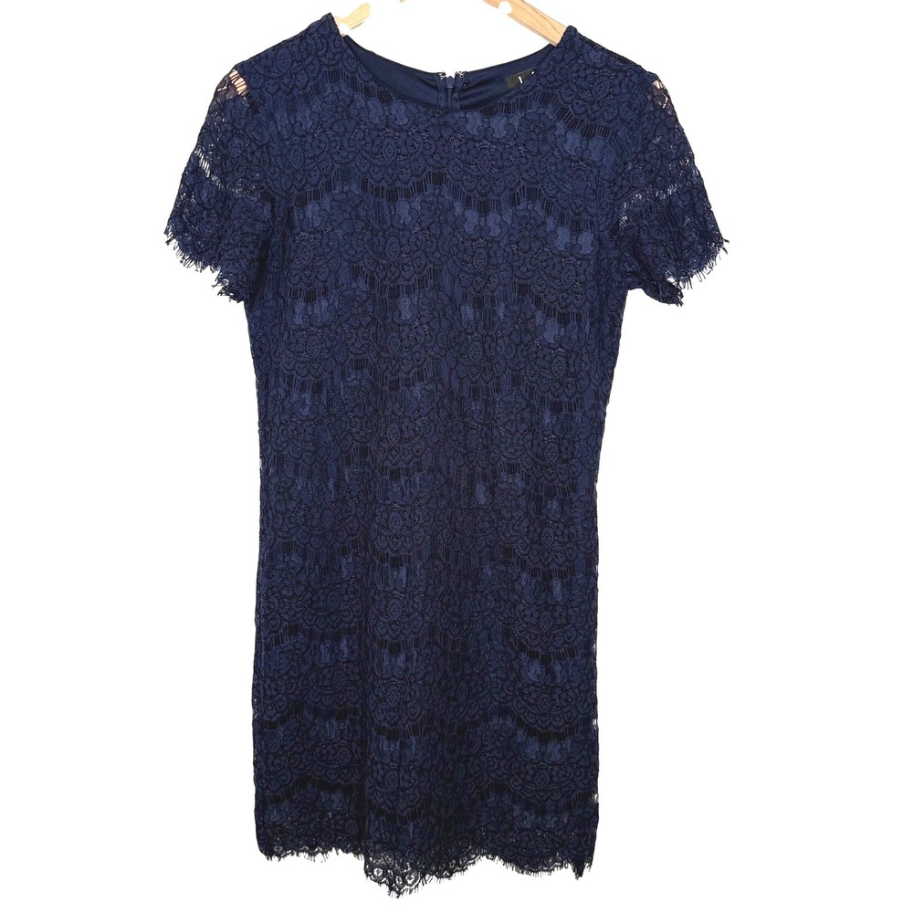 Navy Lace Mini Dress Womens S Short Sleeve Autumn Wedding Guest Cocktail Attire